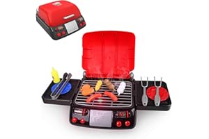 AOMOLA Kitchen Pretend Play Set for Kids, Cooking Spray Pressure Cooker and Pans Other Cookware, Fruit and Vegetable Cutting Toys, Birthday Gifts for Boys Girls 3,4,5,6 (BBQ Set)