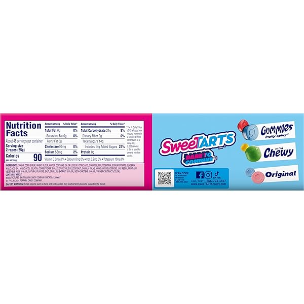 SWEETARTS TWISTED RAINBOW ROPES SHARE PACK, 3.5 OUNCE, PACK OF 12 (PACKAGING MAY VARY)