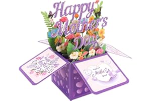 Happy Mothers Day Pop Up Card, 3D Floral Greeting Card for Mom Creative Mother's Day Gift with Envelope for Women Grandma Wif