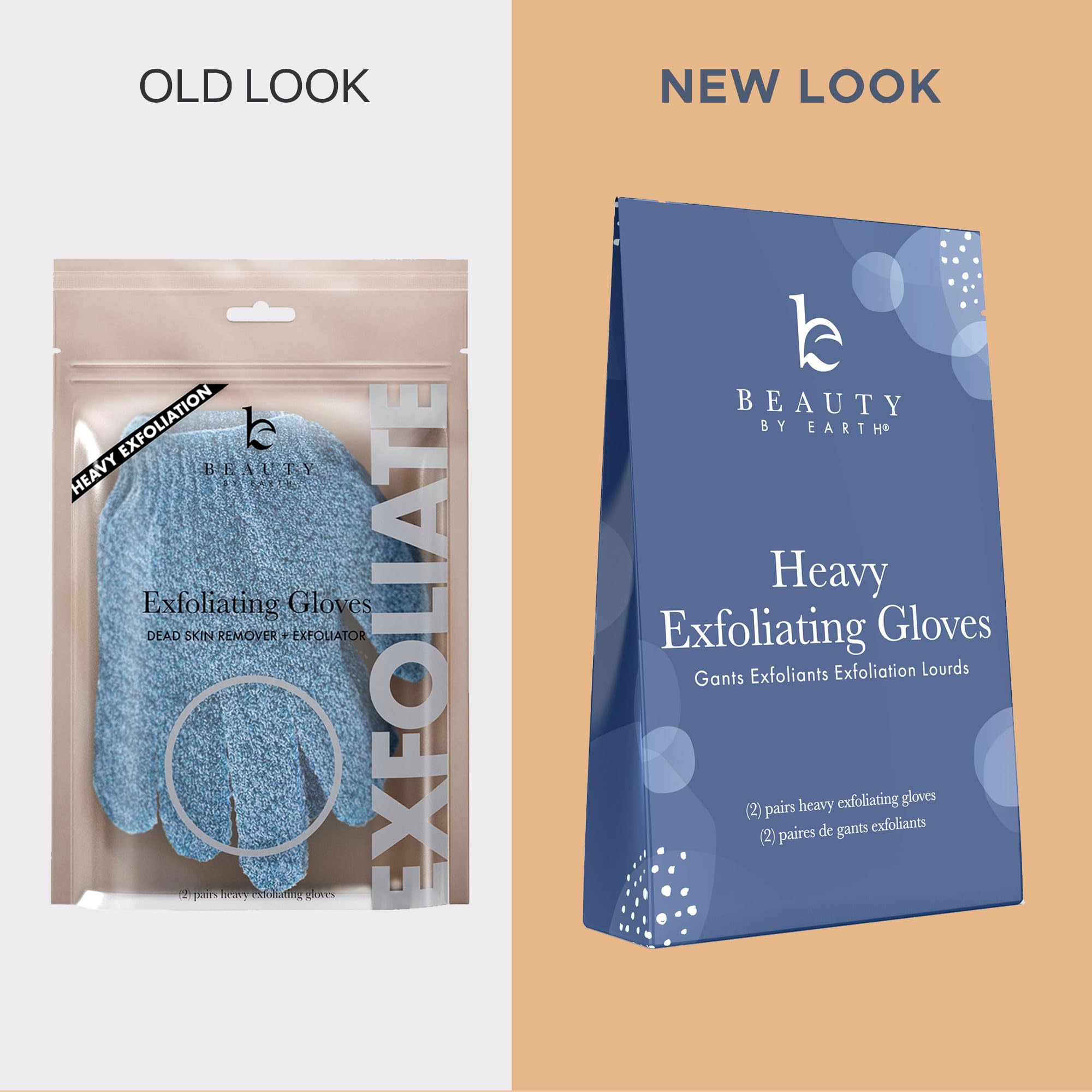 Exfoliating Glove (4 pcs, 2 Pairs) - Heavy Shower Gloves for Body Scrub, Exfoliates & Removes Dead Skin, Stocking Stuffers for Women and Men