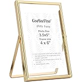 Gold 4x6" Floating Picture Frame for Photo(2x3'',3.5x5''),Adjustable Tabletop/Shelf,Floating Picture Frames 2x3'',Classy Metal Gift Frames for Wedding,Thanksgiving,Christmas