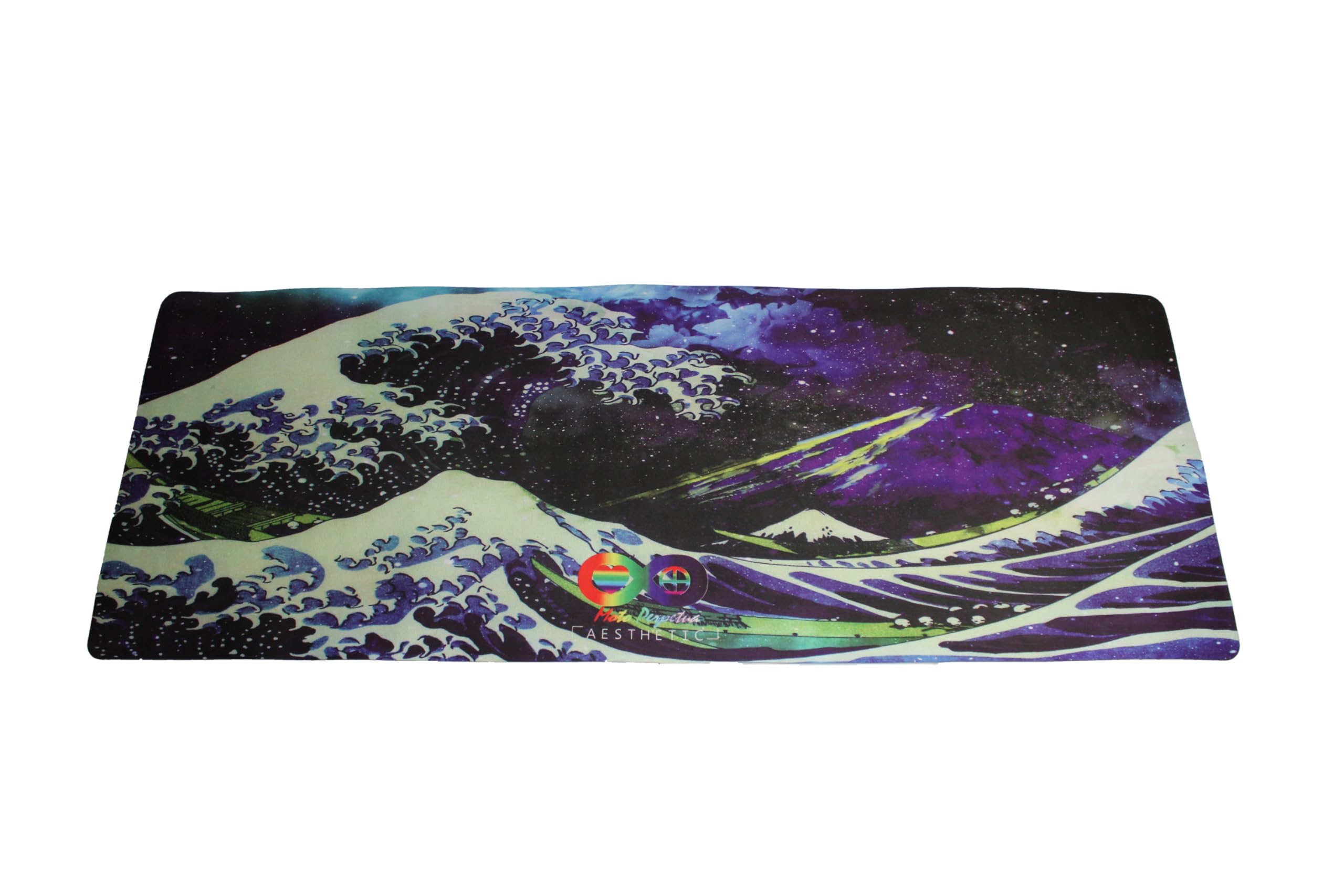 Photo 1 of Moto Perpetua Kanagawa Crash Blue Vaporwave Vegan Suede and Natural Rubber Yoga Mat 72x26.7 inches with 5mm thickness