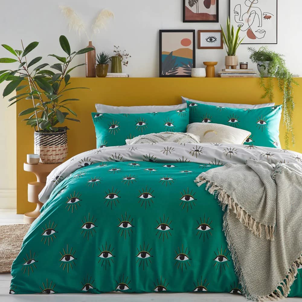 furn. Theia Duvet Cover Set, Polycotton, Jade, 230 x 220 cm