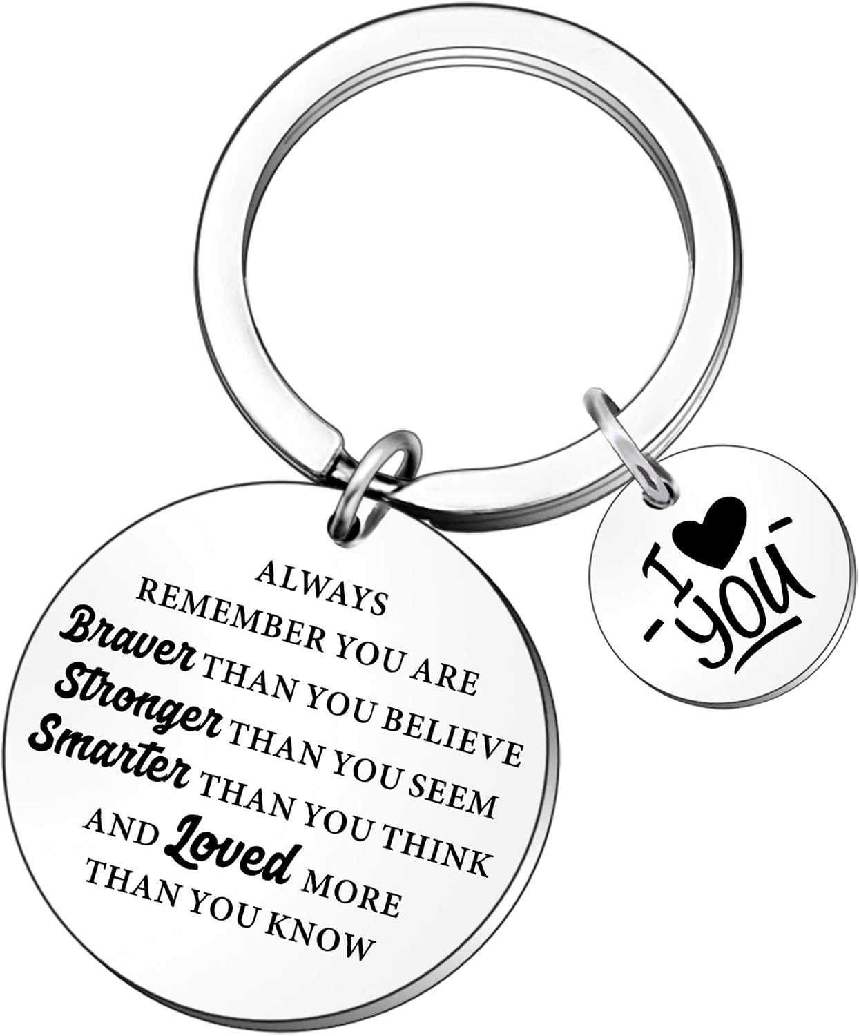 QMVMV Always Remember You Are Braver Than You Believe Keyring for Women Men Inspirational Gifts Family Birthday Best Friend Christmas keychain Gifts