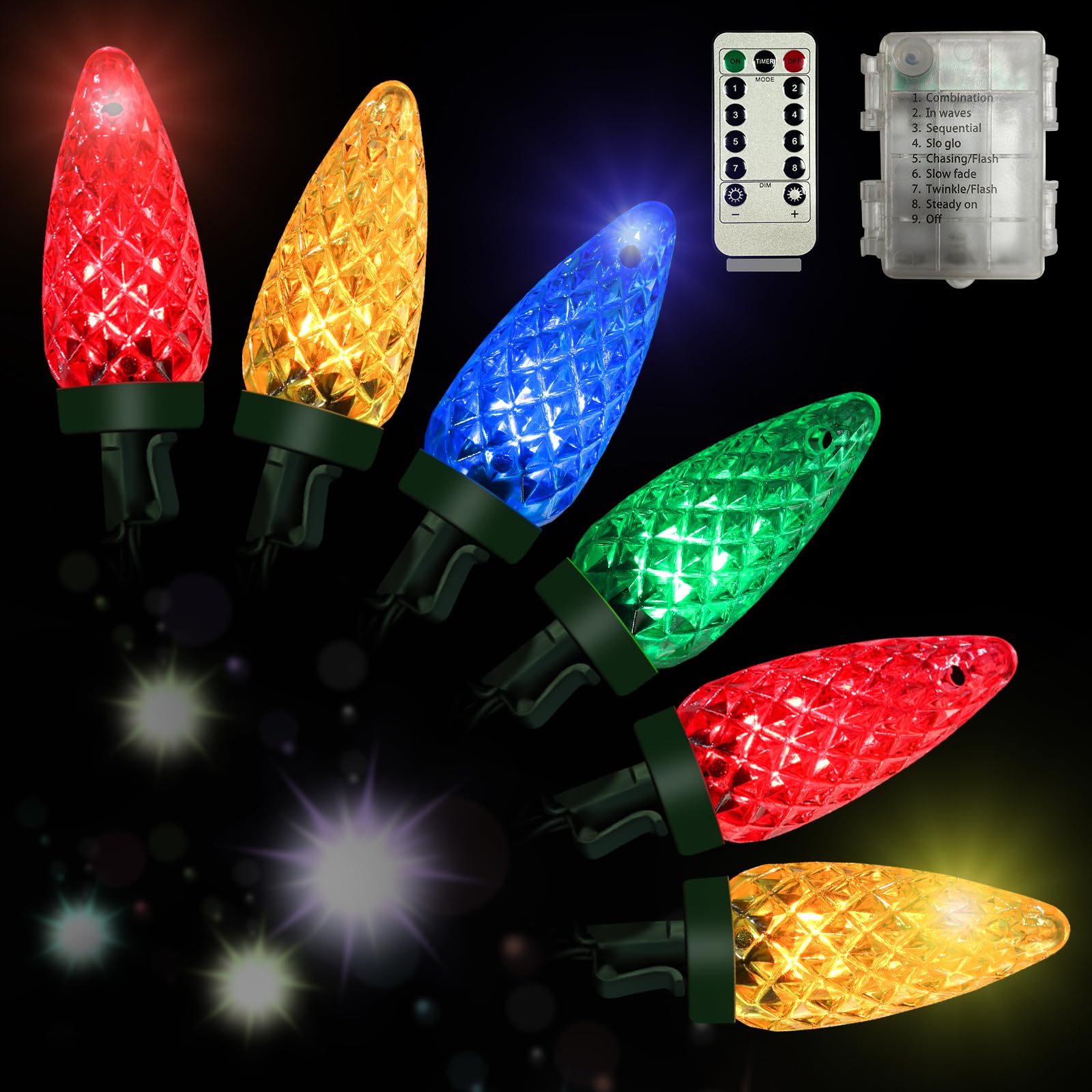 Photo 1 of Anycosy Christmas Lights, 19.7 Ft 60 Leds Strawberry Battery Operated Strings Lights 8 Modes On/Off Timer for Xmas Tree Indoor Outdoor Christmas Decorations