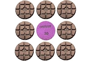 COMEFLOOR Concrete Floor Polishing Pucks Diamond Resin Disc for Terrazzo, Marble, Granite Floor, 3 Inch Hook and Loop Polishing Pad,30# 9 PCS