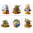 Baby Grogu Mandalorian Prints - Set of 6 (8 inches x 10 inches) Wall Art Decor Poster Photos - Star Wars TV Series Pedro Pasc
