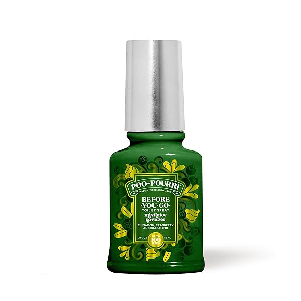 POO-POURRI BEFORE-YOU-GO TOILET SPRAY, MISTLETOE SPRITZES, 2 FL OZ – CYPRESS, CEDAR, AND SMOKED VANILLA