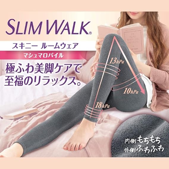 Amazon スリムウォーク スキニールームウェア マシュマロパイル ダークグレー Lサイズ 着圧 レギンス スリムウォーク 着圧スパッツ レギンス