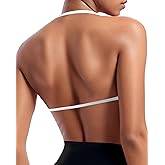 OMKAGI Halter Sports Bras for Women Padded Strappy Bra Open Back Workout Gym Crop