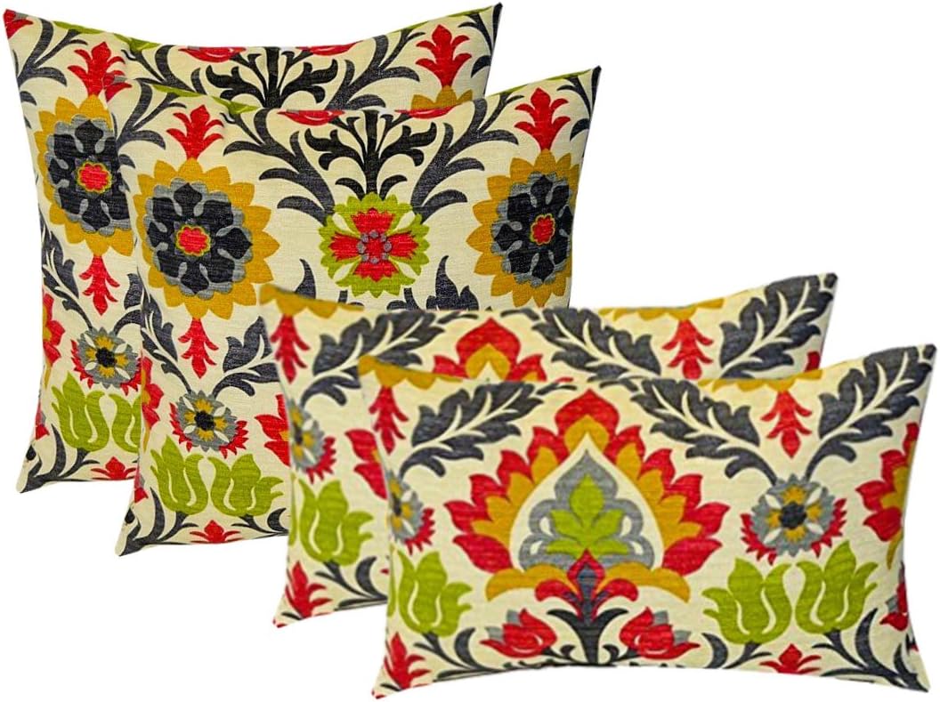 Amazon Com Set Of 4 Indoor Outdoor Pillows 17 Square Throw
