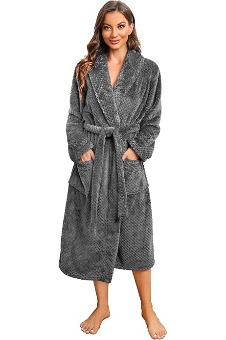 Bata De Mujer Invierno Bata De Casa Con Capucha Para Mujer Forro