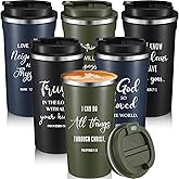 Acellegic 6 Pcs Christian Gifts for Men 17 oz Stainless Steel Coffee Cups with Lid Religious Inspirational Tumbler for Sunday School(Multicolor)
