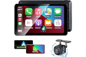AONEREX Compatible Wireless Apple CarPlay Android Auto Screen fo Car, 7" HD Backup Camera Portable Stereo Bluetooth Touch Screen, GPS Navigation, Mirror Link, Siri, AirPlay, FM, AUX