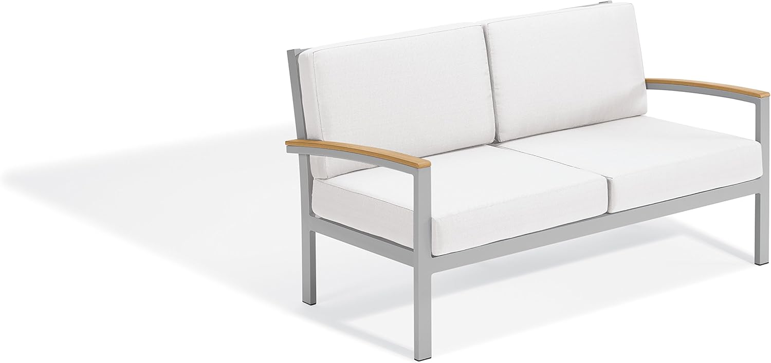 Oxford Garden Natural Tekwood Travira Loveseat, Eggshell White : Garden & Outdoor