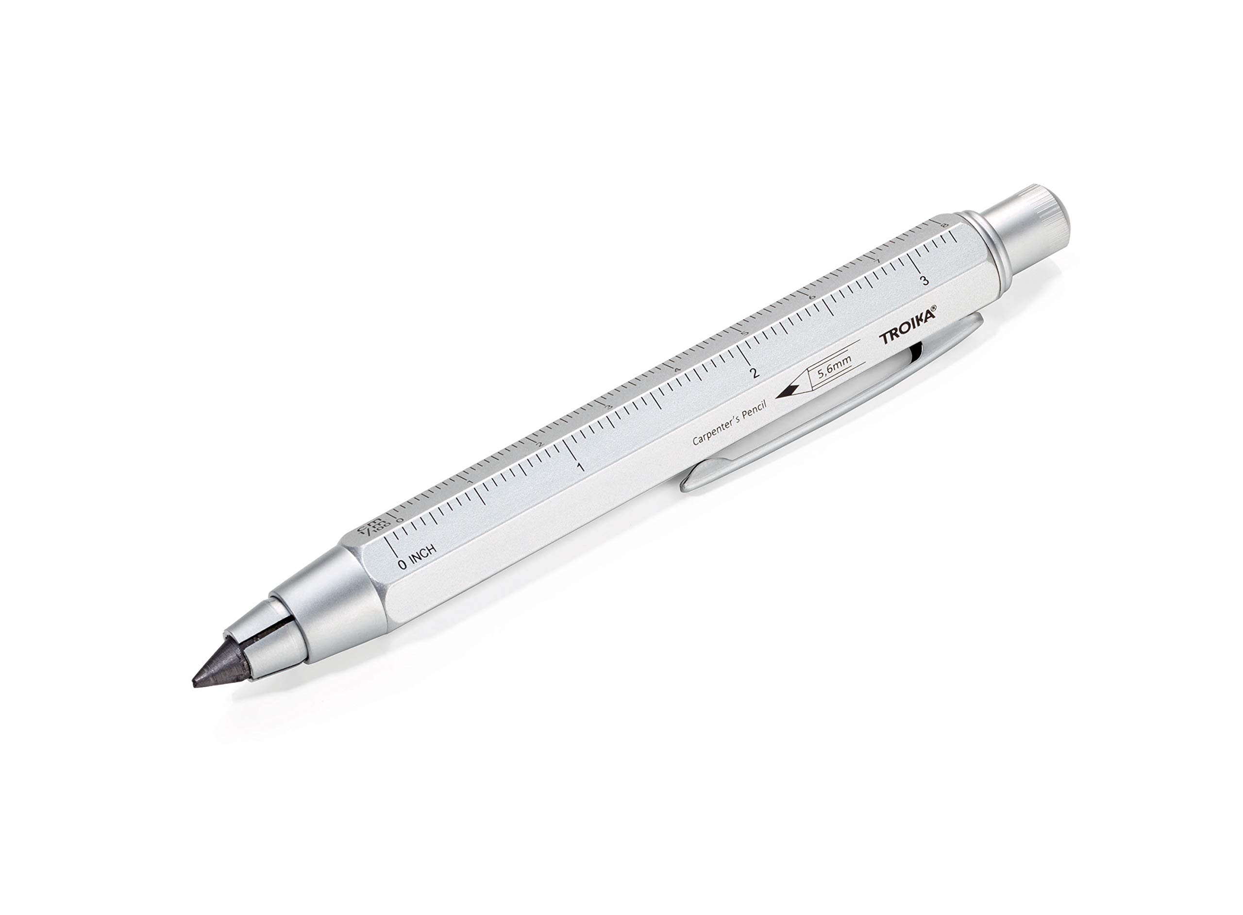 Troika "Zimmermann 5,6" Carpenter's Mechanical Pencil with Ruler and Integrated Sharpener - Silver