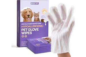 HICC PET Cleaning Deodorizing Bathing Wipes for Dogs & Cats, Hypoallergenic Dog Cleaning Glove Wipes with Coconut Oil Nourishing Grooming Fur, Cat Cleaning Wipes for Daily Care and Traveling