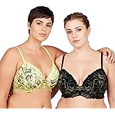 Curve Muse Women's Underwire Plus Size Push Up Add 1 and a Half Cup Lace Bras
