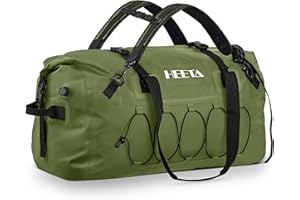HEETA Waterproof Duffel Bag Motorcycle Dry Bag Backpack, 60L/80L Extra Large Rolltop Travel Duffle Bags with Straps & Handles for Kayaking Rafting Boating Canoeing Camping Gym Beach Cruise Ship
