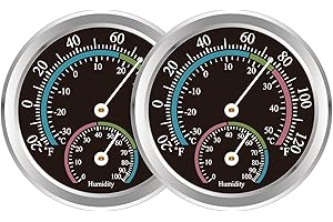 SEMONSAL Indoor Thermometer Hygrometer Mini Analog 2 in 1 Temperature Humidity Outdoor Monitor Gauge for Home, Offices, Wall, Display Mechanical (2 Pack)