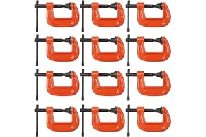 CYEAH 12 Pcs C Clamp, 1 inch Small C Clamps, Malleable Iron C-Clamp Up To 1 Inch Jaw Opening, Mini C Clamps with T-Bar Handle
