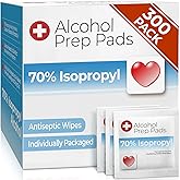 Alcohol Wipes Individually Wrapped - 300 Pack Isopropyl Alcohol Wipes, Alcohol Prep Pads, Great for Home, Medical and First A