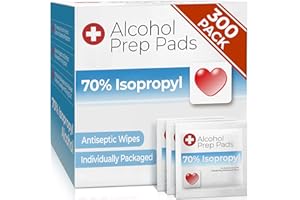SHOP SQUARE Alcohol Wipes individually Wrapped - 300 Pack Isopropyl Alcohol Wipes, Alcohol Prep Pads, Great for Home, Medical and First Aid Kits, Individually Wrapped Swabs