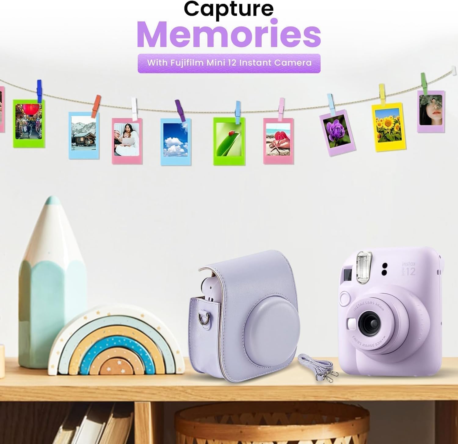 FUJIFILM Instax Mini 12 Holiday Bundle 2025 - Lilac Purple
