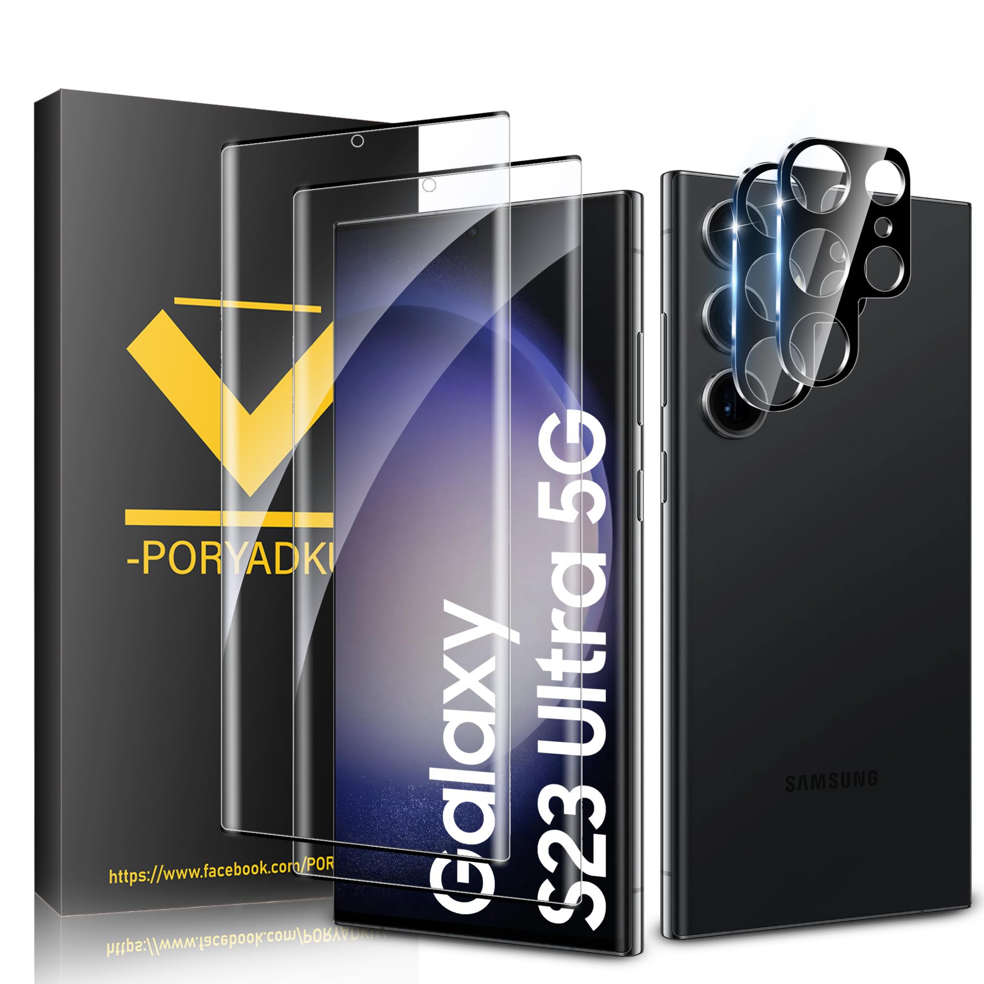 Photo 1 of [2+2 Pack] for Samsung Galaxy S23 Ultra Screen Protector, Camera Lens Protector, Ultra Clear, Fingerprint Compatible, Anti-Scratch, Case Friendly