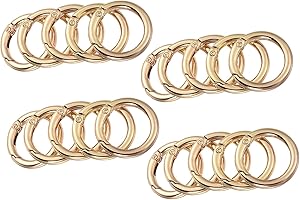 20 pcs Zinc Alloy Round Carabiner Spring Snap Clips Hook Key Chain Jump Rings O Ring Metal Secure Holder Durable Rust-Proof f