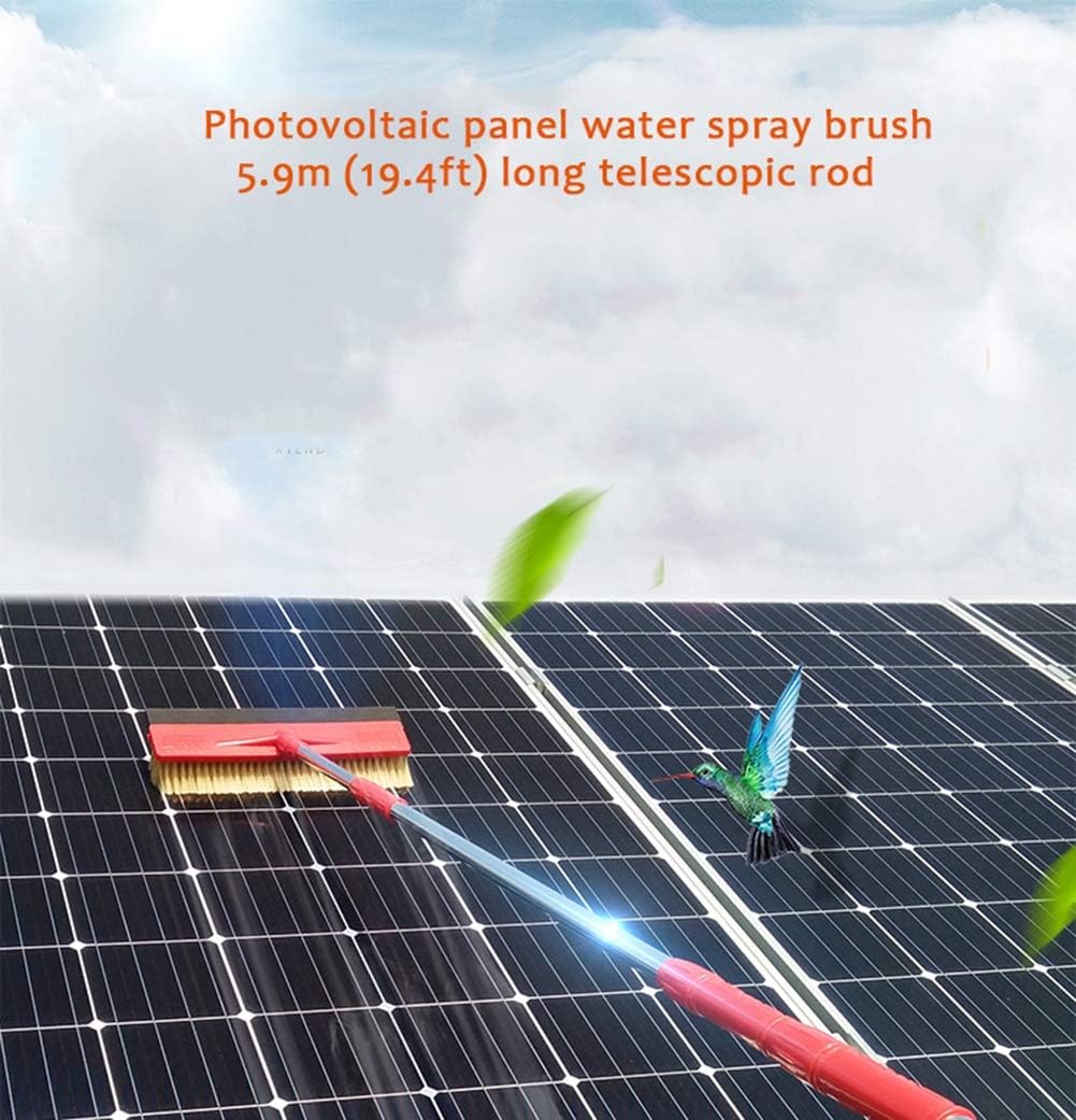 Window Cleaning Pole, Multi-Purpose Water Spray Brush, Photovoltaic Panel Cleaning Tool, Extendable Cleaner,5.9m(19.4ft)