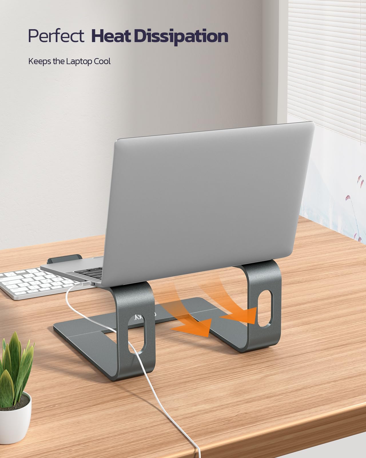 Nulaxy Laptop Stand, Detachable Ergonomic Laptop Mount Computer Stand for Desk, Aluminum Laptop Riser Notebook Stand Compatible with MacBook, Dell XPS, All 10-16" Laptops - Gray - Image 4