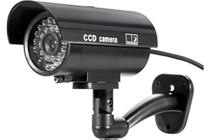 Fuers Fake Camera, TL-2600 Waterproof Outdoor/Indoor Security Dummy Surveillance Simulation Bullet Camera with Flashing LED Light,Black
