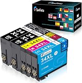 SavFinto 34XL Ink Cartridges 5 Pack for Epson WF-3720 WF-3725 2 Black 1C1M1Y view 2