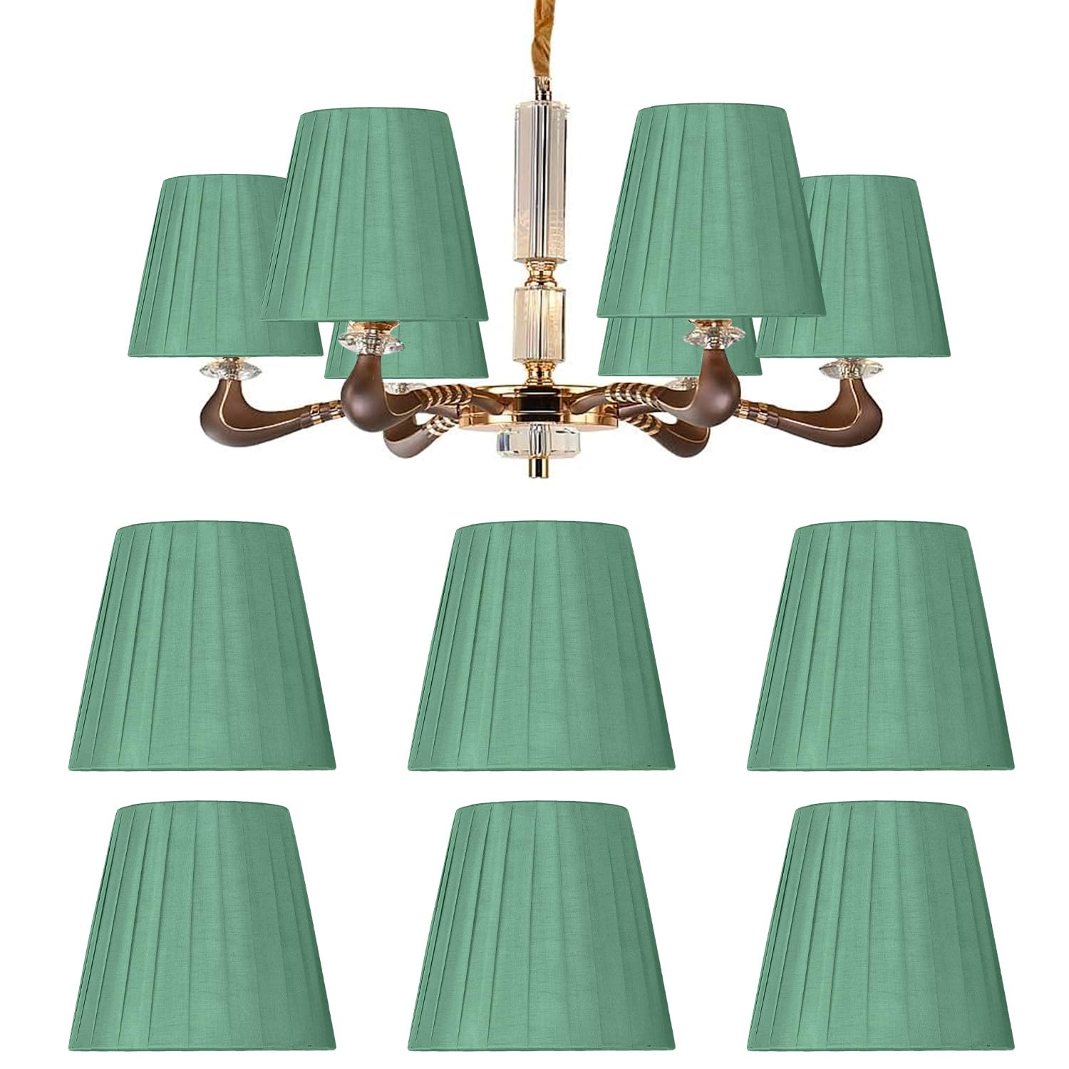 Set of 6 Fabric Lampshades, 5.5 Inch Blue Tapered Light Shade Bedroom Pleat Pendant Lampshade Clip Lamp Shades Wall Lamp Shade Candle Chandelier Lampshades for A B C F P Bulb
