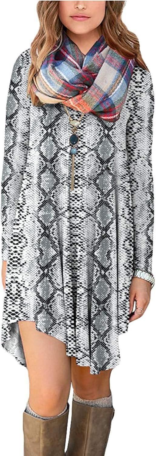 DEARCASE Women's Long Sleeve Casual Loose T-Shirt Dress at  Women’s Clothing store