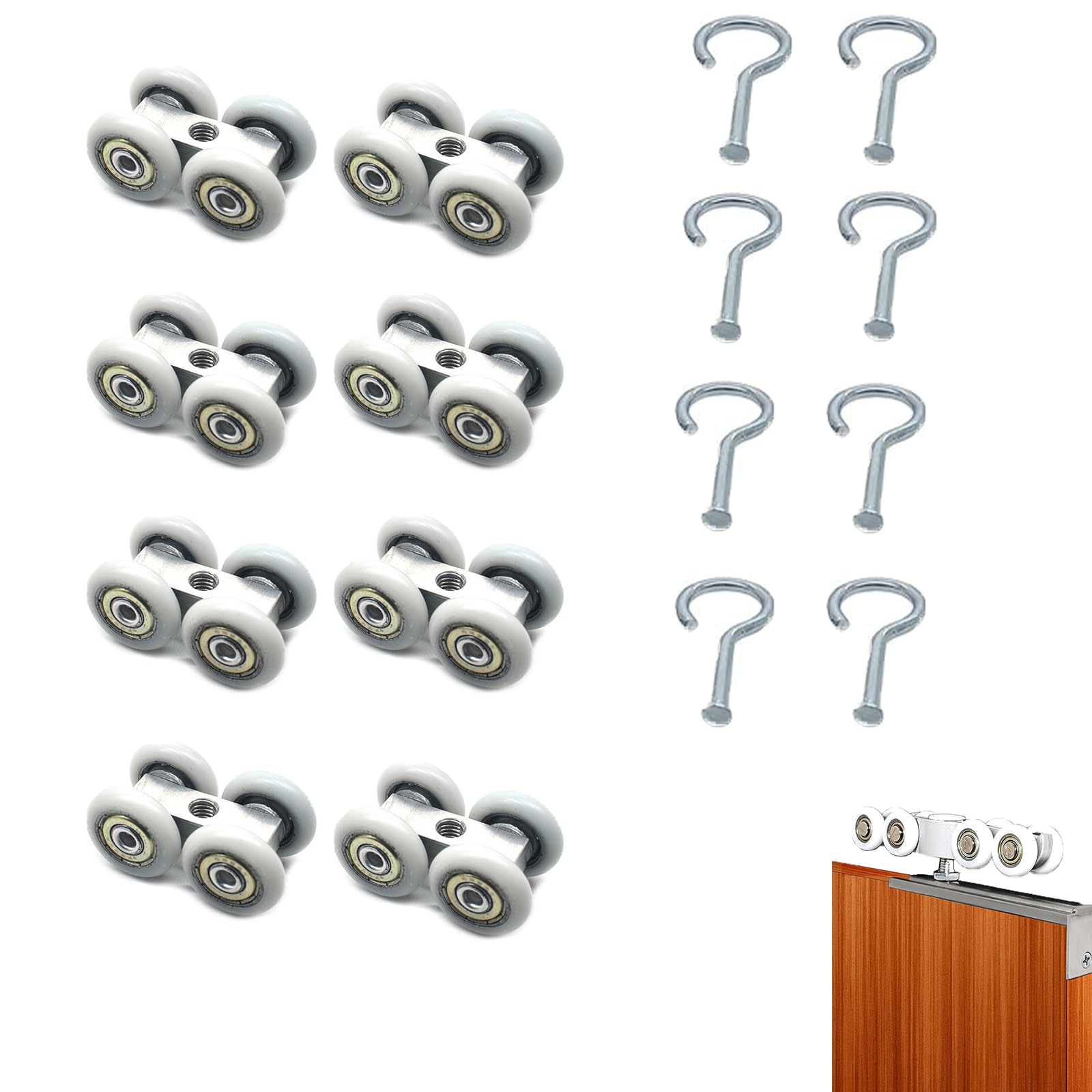 CTForest 8 Pcs Rolls for Sliding Doors, Sliding Door Fittings, Sliding Door Roller, Suitable for Balconies, Kitchens, Dining Rooms, Bathrooms, Toilets