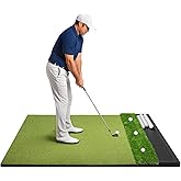 Golf Hitting Mat with Ball Tray 5x4ft - 6x4ft Dual-Turf Practice Mat for Indoor & Outdoor Use Golf Training Mat with Rubber Tee Holes, Suitable for Swing Driving & Chipping