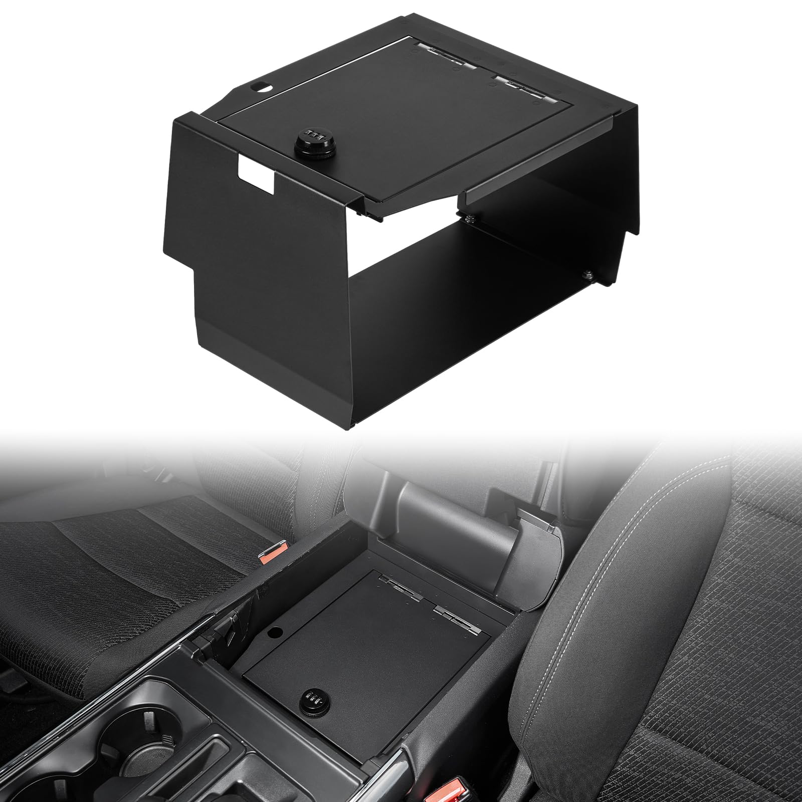 Photo 1 of JOYTUTUS Center Console Safe Lock Box Compatible with 2021-2025 F150 Center Console Gun Safe Armrest Lockbox with 3 Digit Combo Code Lock F150 Accessories