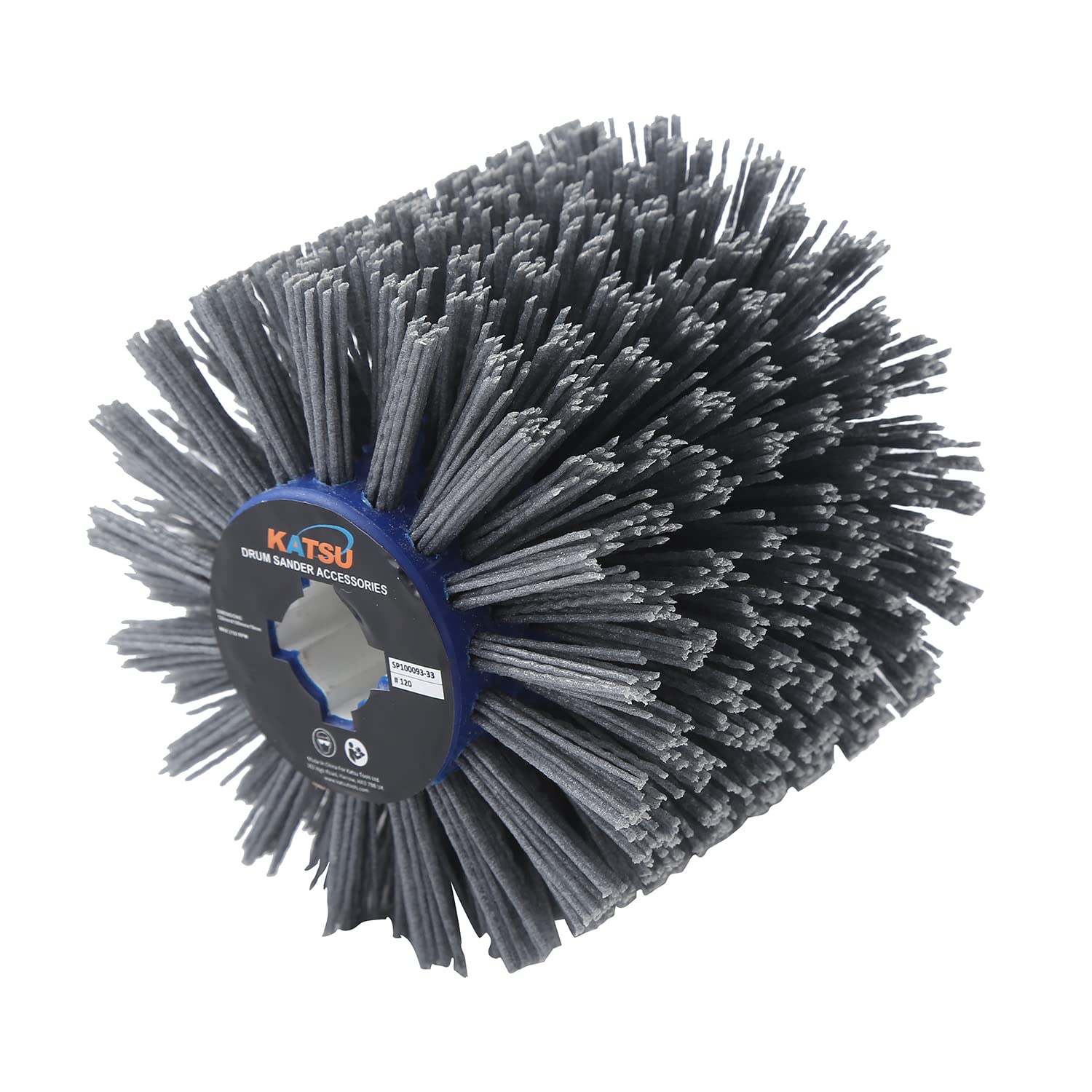 KATSU Drawing Wheel Brush 120mm Grit #400 Abrasive Drum Wood Steel Burnishing Polishing Wheel Angle Grinder Burnisher Polisher Replacement SP10009339