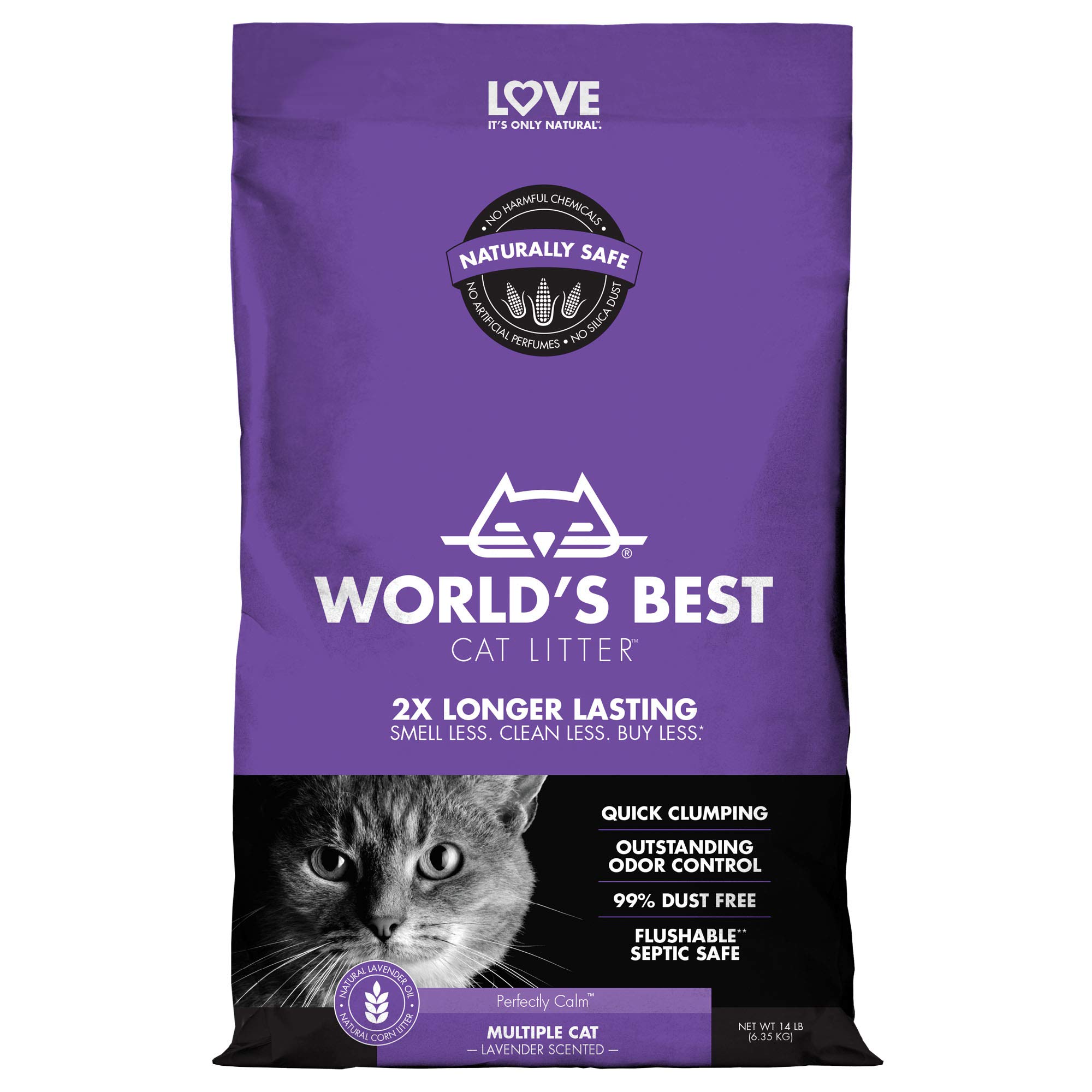 Worlds Best Cat Litter 14lb (6.35kg) Multiple Cat Lavender Scented, beige