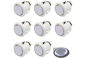MOYUDIANZI 8 Pcs Original Qanba Illuminated Buttons Qanba Sanp In LED Buttons for DIY Cabinet Machine Arcade Machine 24MM/30MM (30MM, White Buttons+White LED)