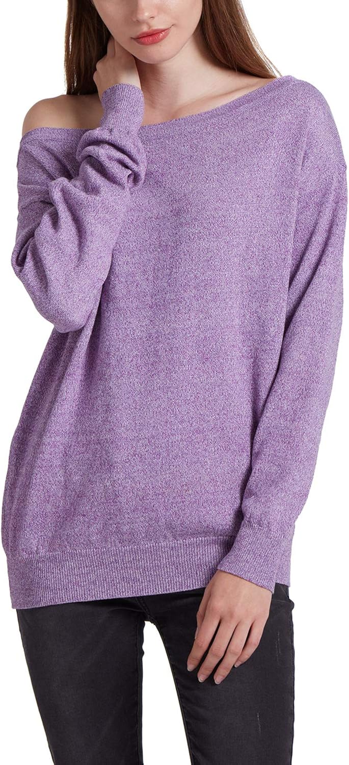 BELLEZIVA Womens Baggy Sweaters Loose Knit Sweatshirt Pullovers One