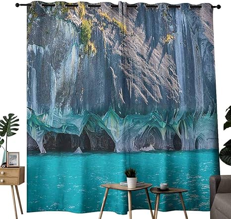 Amazon 絶妙なカーテン ターコイズ 大理石 湖の洞窟 カレラ チリ 南米 天然ターコイズ パープルグレー グリーン 遮光カーテン 裏地付き W108 Xl72 ラグ カーテン ファブリック オンライン通販