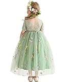 DeeFant Flower Girl Lace Back V-Neck Dress