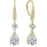 Teardrop Dangle Drop Earrings for Women 925 Sterling Silver Birthstone Leverback Earrings Birthday Valentines Day Anniversary Jewelry Gifts for Women Mom Wife Her