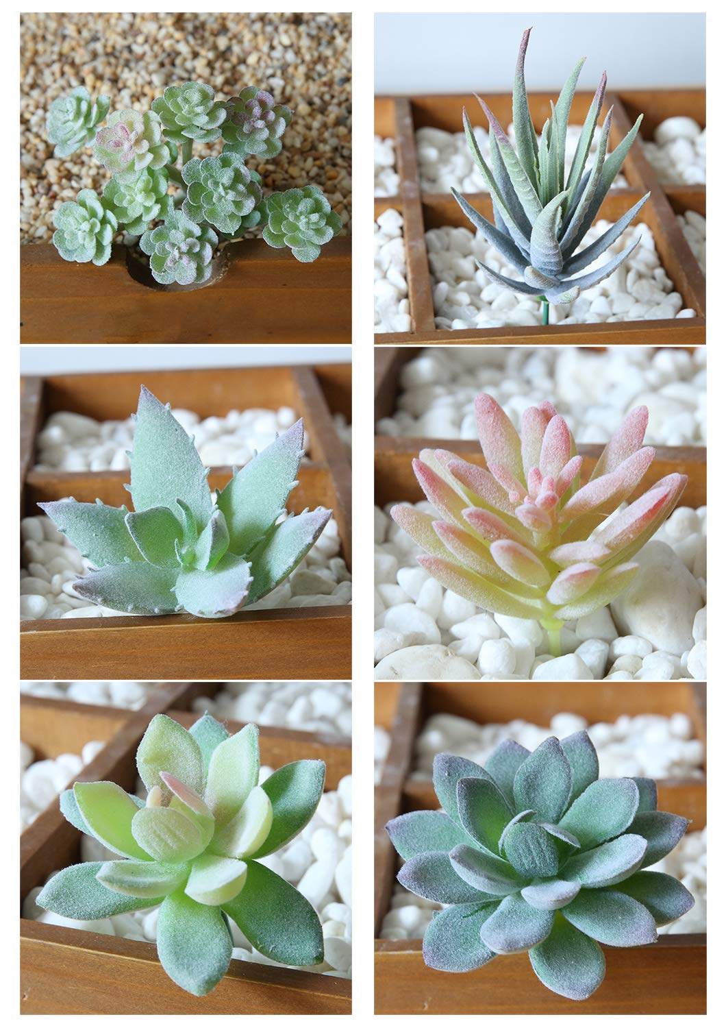 BaiJ Artificial Succulent Plants,6 Pack Mini Faux Succulent Plant Green Unpotted Faux Flower Echeveria Picks for Home Office and Outdoor Decoration Decor
