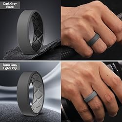Egnaro Men's Silicone Rings, 7.5mm Wide 2.5mm Thick