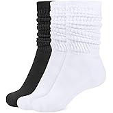 CLOSEMATE Womens Slouch Socks Soft Cotton Scrunch Long Socks for Boots & Loafers 3 Pairs