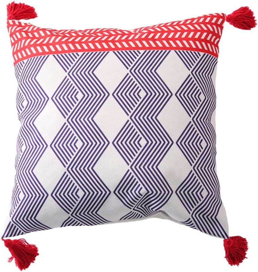 vctops Boho Tassels Decorative Throw Pillow Cover Geometric Morocco Style Pillow Case Farmhouse Square Cushion Cover for Car Sofa Couch Bed (Tassel B, 18x18 inches)